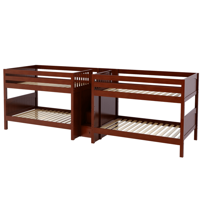 Maxtrix Full Low Quadruple Bunk Bed with Stairs
