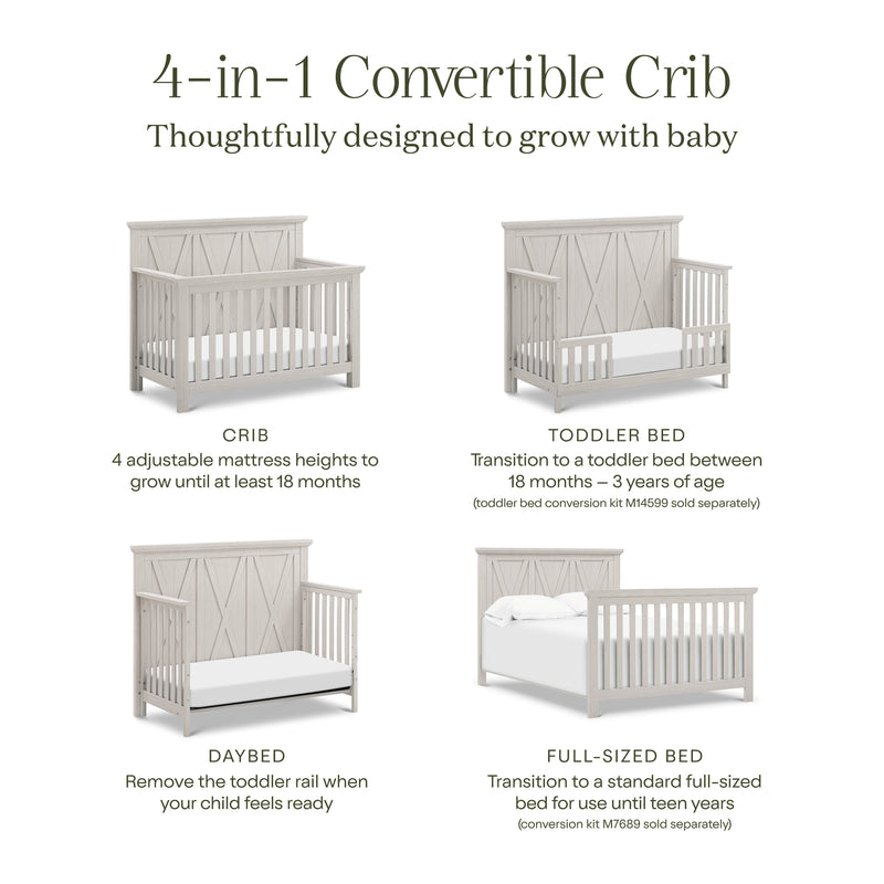 Monogram by Namesake Emory Farmhouse 4-in-1 Convertible Crib