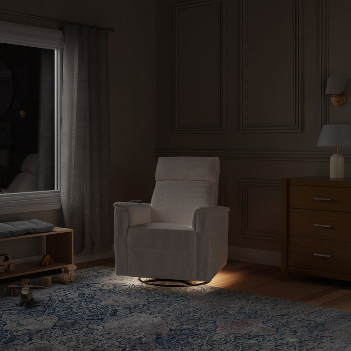 Monogram by Namesake Willa Deluxe Power Recliner and Swivel Glider with Heat + Massage | Ivory Corduroy | EXCLUSIVE!