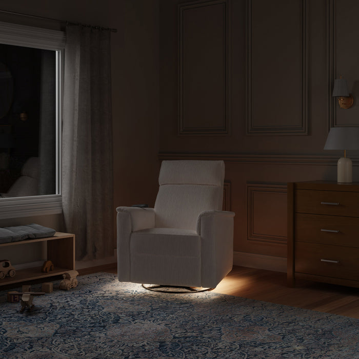 Monogram by Namesake Willa Deluxe Power Recliner and Swivel Glider with Heat + Massage | Ivory Corduroy | EXCLUSIVE!