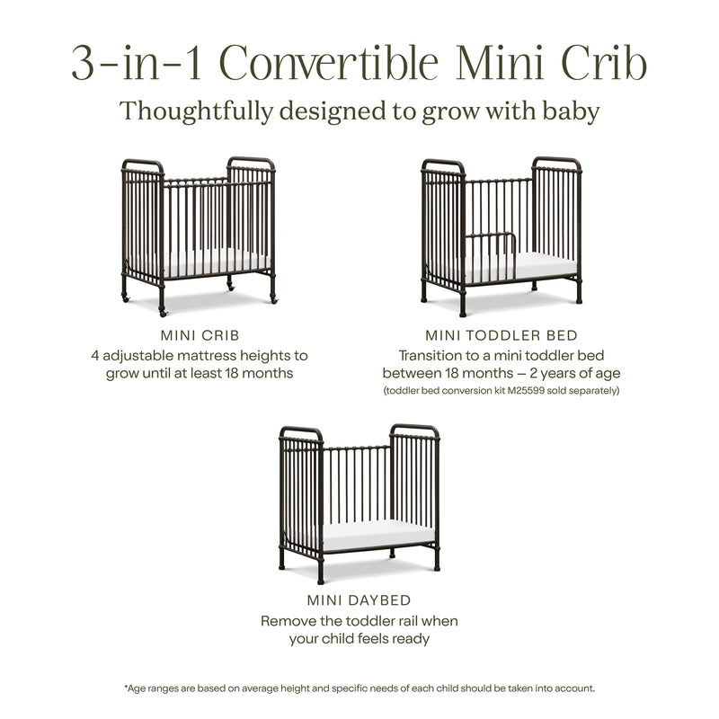 Namesake Abigail 3-in-1 Convertible Mini Crib