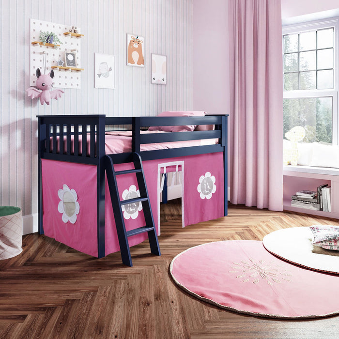 Jackpot Deluxe York Twin Play Loft with Pink/White Curtain