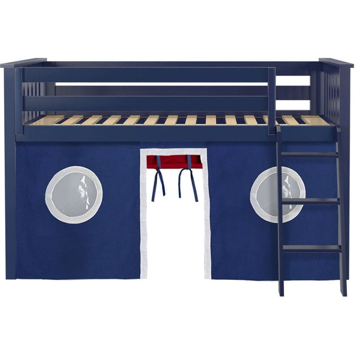 Jackpot Deluxe York Twin Play Loft with Red/Blue/White Curtain
