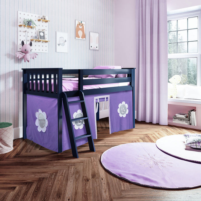 Jackpot Deluxe York Twin Play Loft with Purple/White Curtain