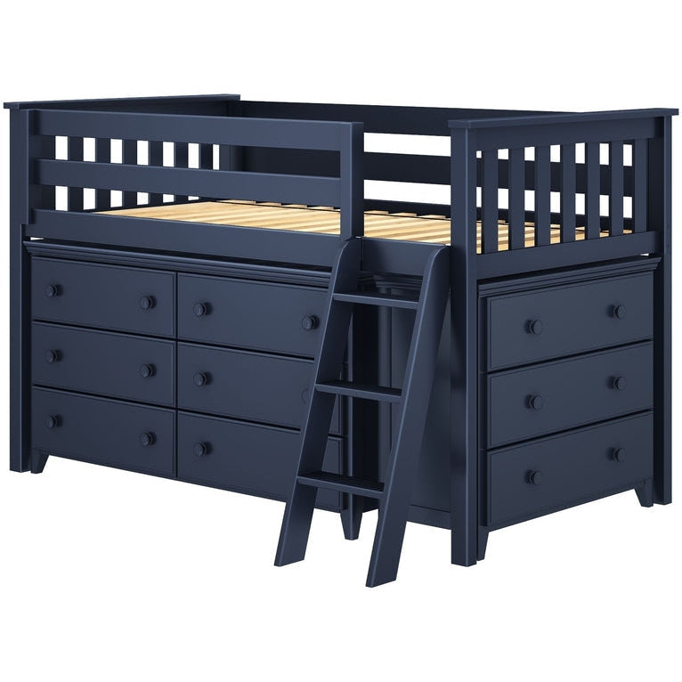 Jackpot Deluxe Windsor Twin Storage Loft Bed with Two Dressers — Cozy Kids Furniture