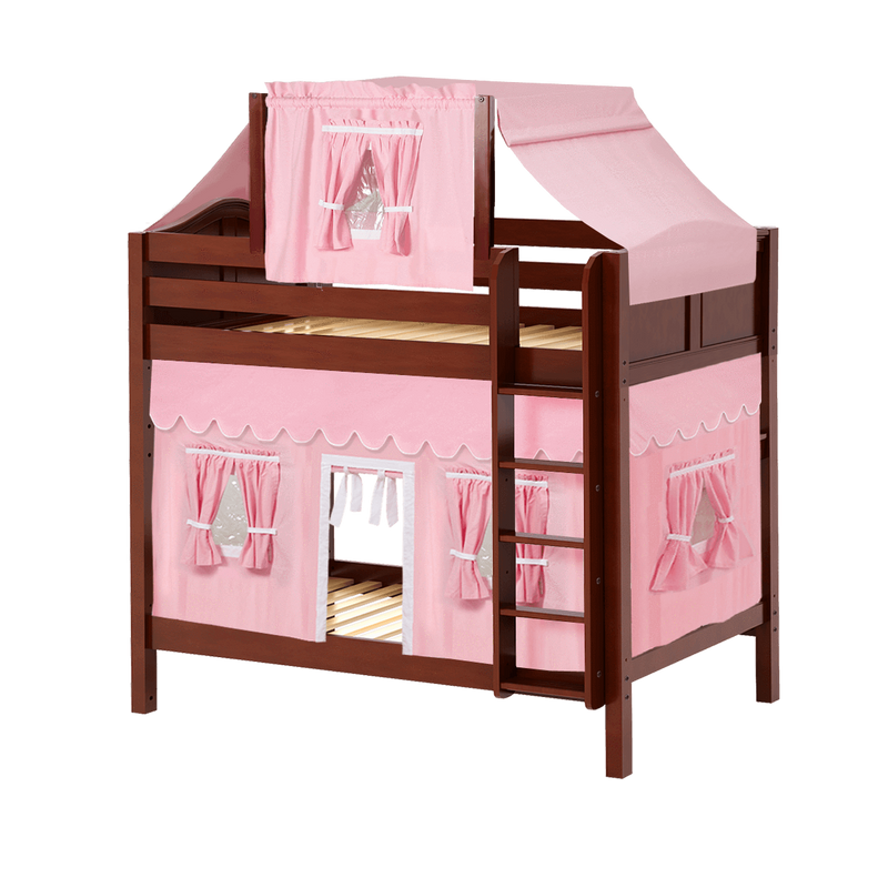 Maxtrix Twin High Bunk Bed with Straight Ladder, Top Tent + Curtain