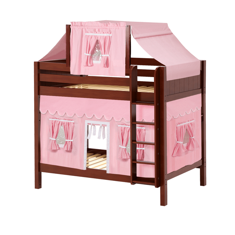 Maxtrix Twin High Bunk Bed with Straight Ladder, Top Tent + Curtain