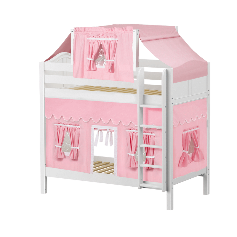 Maxtrix Twin High Bunk Bed with Straight Ladder, Top Tent + Curtain