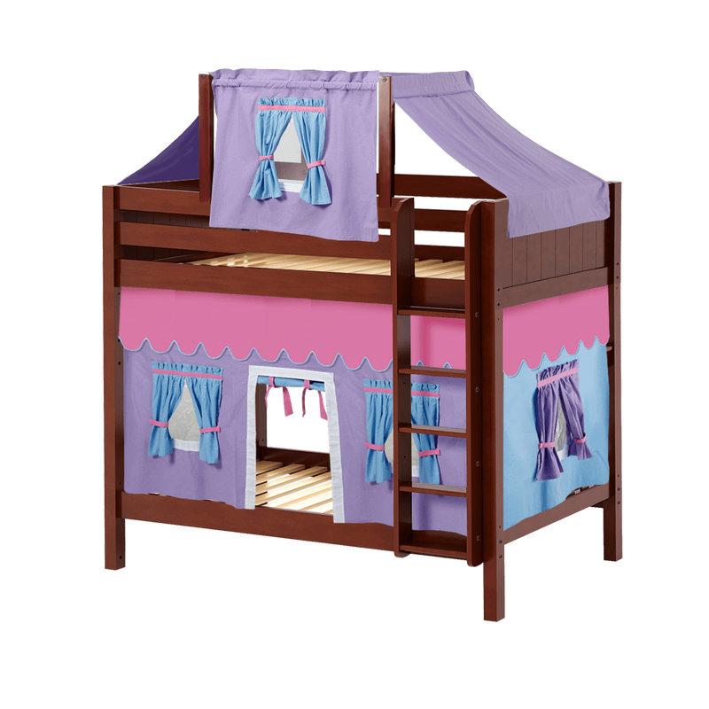 Maxtrix Twin High Bunk Bed with Straight Ladder, Top Tent + Curtain