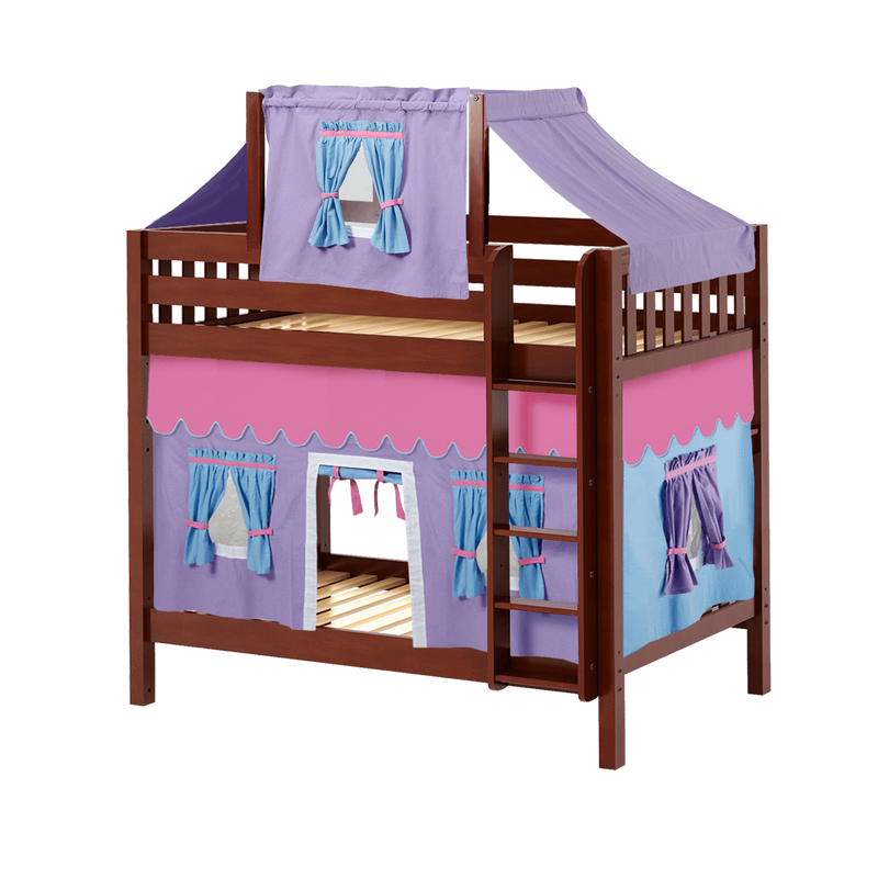Maxtrix Twin High Bunk Bed with Straight Ladder, Top Tent + Curtain
