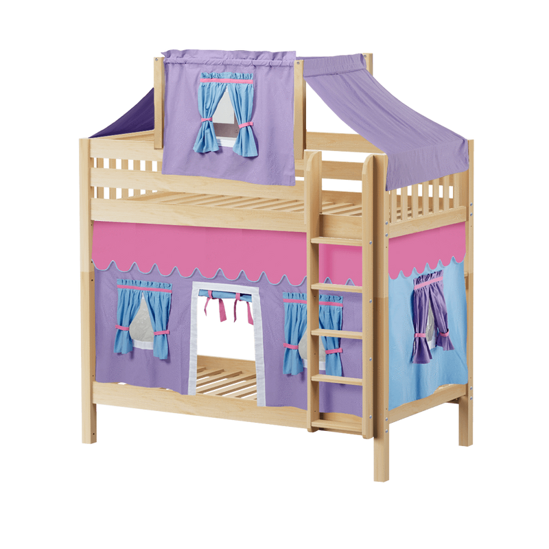 Maxtrix Twin High Bunk Bed with Straight Ladder, Top Tent + Curtain