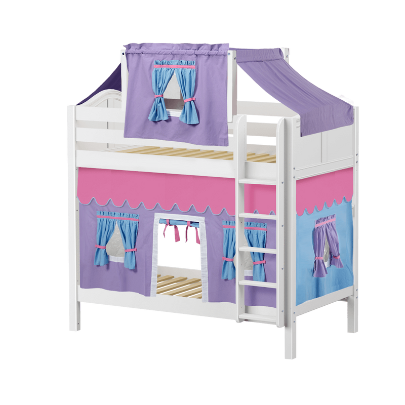 Maxtrix Twin High Bunk Bed with Straight Ladder, Top Tent + Curtain
