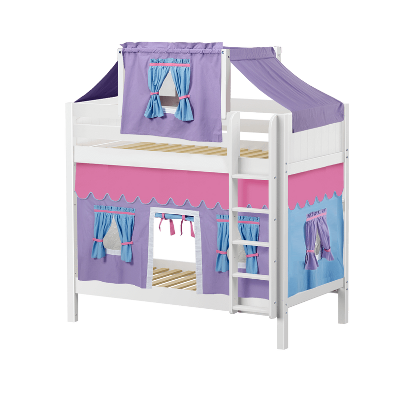 Maxtrix Twin High Bunk Bed with Straight Ladder, Top Tent + Curtain