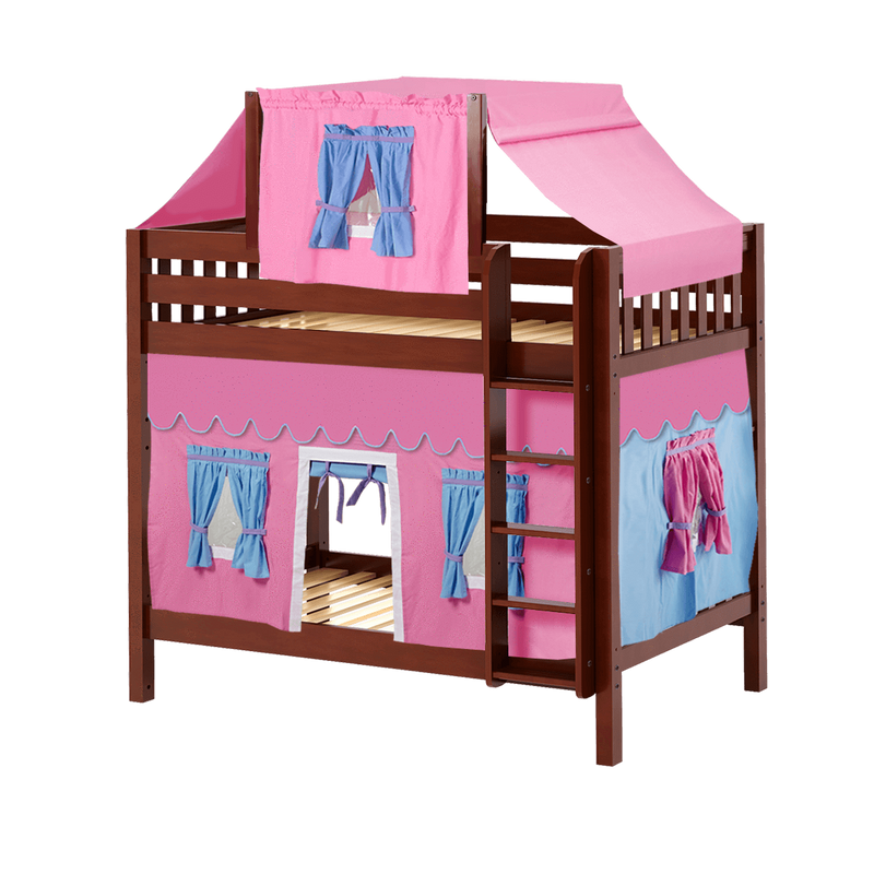 Maxtrix Twin High Bunk Bed with Straight Ladder, Top Tent + Curtain