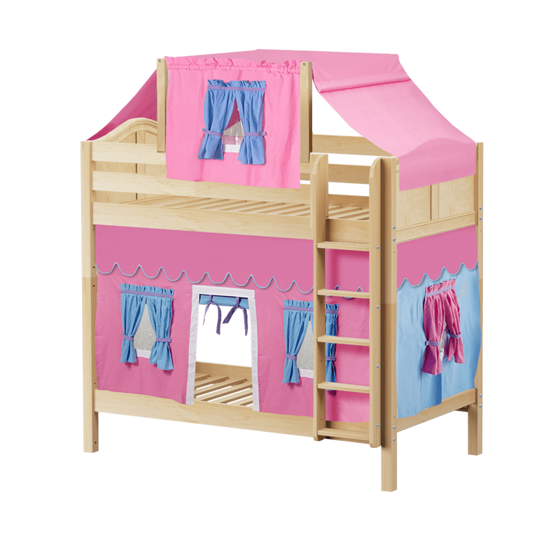 Maxtrix Twin High Bunk Bed with Straight Ladder, Top Tent + Curtain