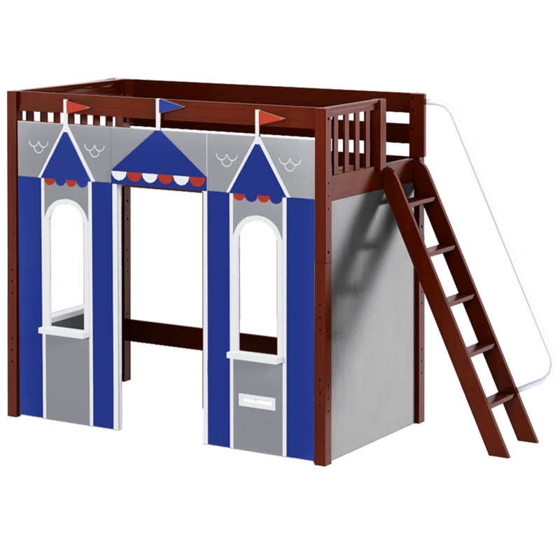 Maxtrix Twin High Loft Bed with Angled Ladder + Playhouse Panels