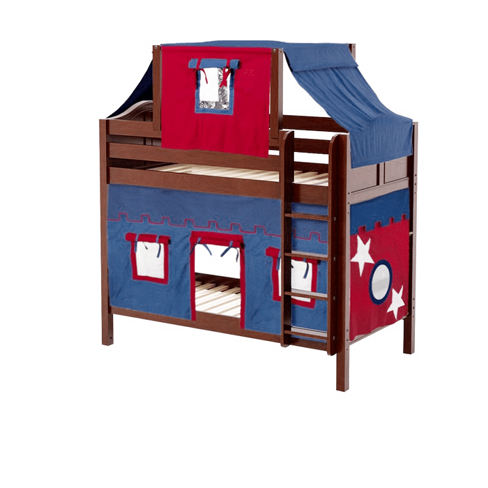 Maxtrix Twin Medium Bunk Bed with Straight Ladder, Top Tent + Curtain