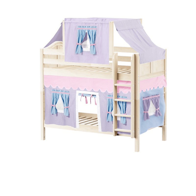 Maxtrix Twin Medium Bunk Bed with Straight Ladder, Top Tent + Curtain