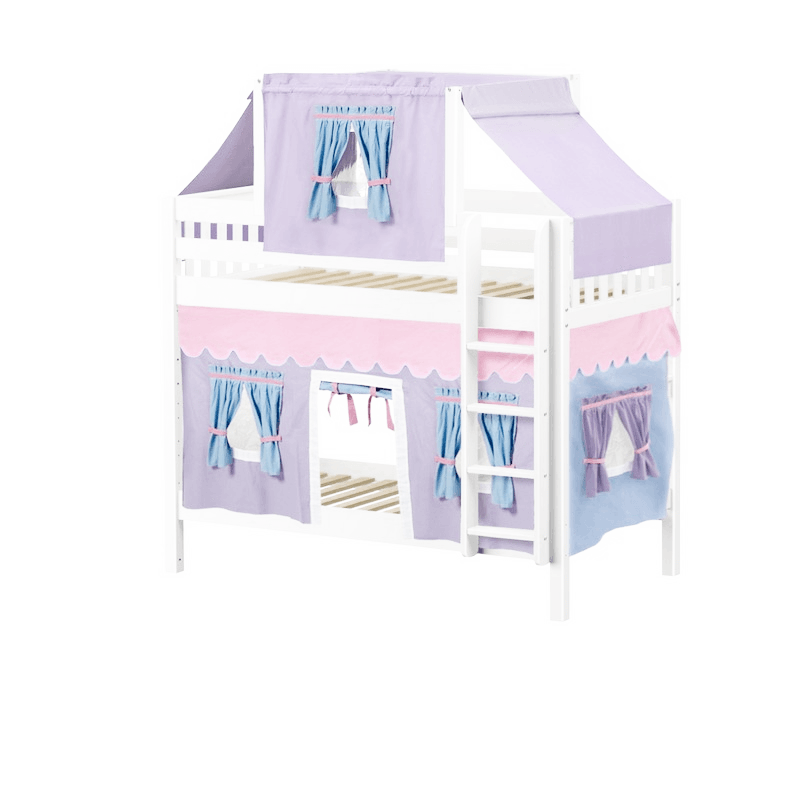 Maxtrix Twin Medium Bunk Bed with Straight Ladder, Top Tent + Curtain