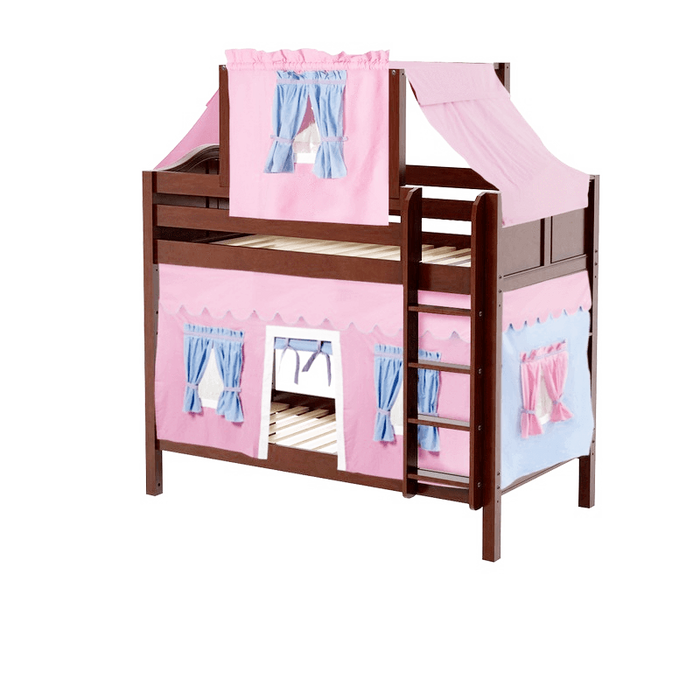 Maxtrix Twin Medium Bunk Bed with Straight Ladder, Top Tent + Curtain