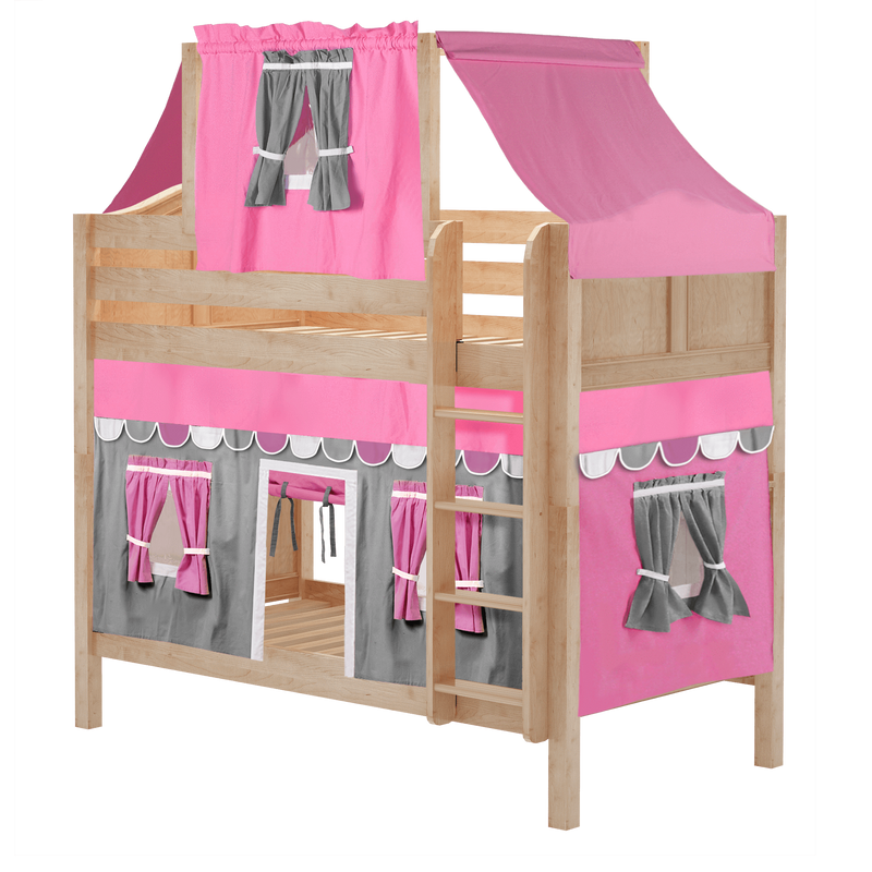 Maxtrix Twin Medium Bunk Bed with Straight Ladder, Top Tent + Curtain