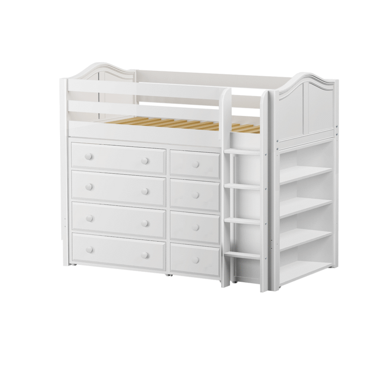 Maxtrix Twin Mid Loft Bed with Ladder + Storage - Closeout!