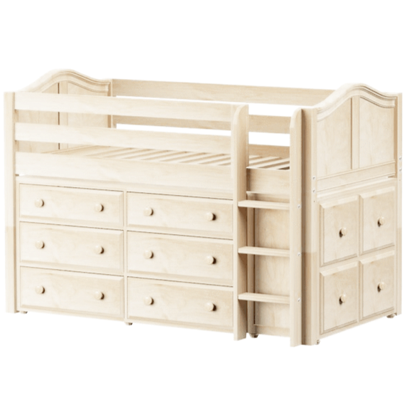 Maxtrix Twin Low Loft Bed with Straight Ladder + Storage