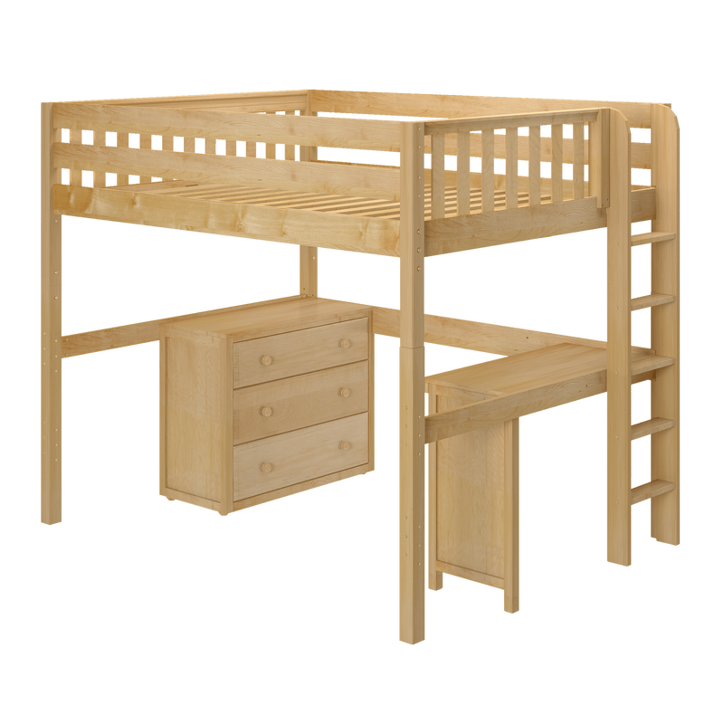 Maxtrix Full XL High Loft Bed with Desk + Storage