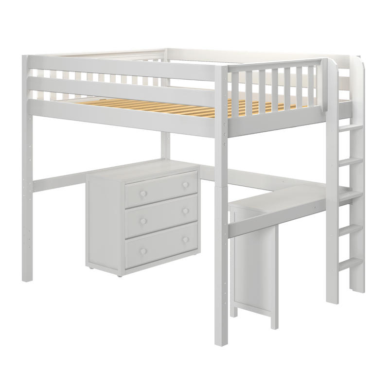 Maxtrix Full High Loft Bed with Desk + Storage