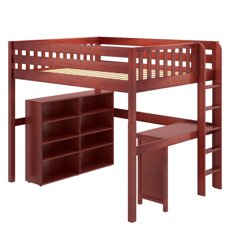 Maxtrix Full High Loft Bed with Desk + Storage