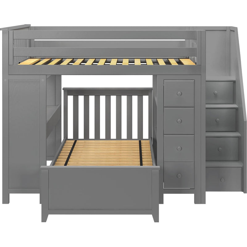 Jackpot Deluxe Buxton Full over Twin L-Shape Bunk with Staircase + Desk + Storage