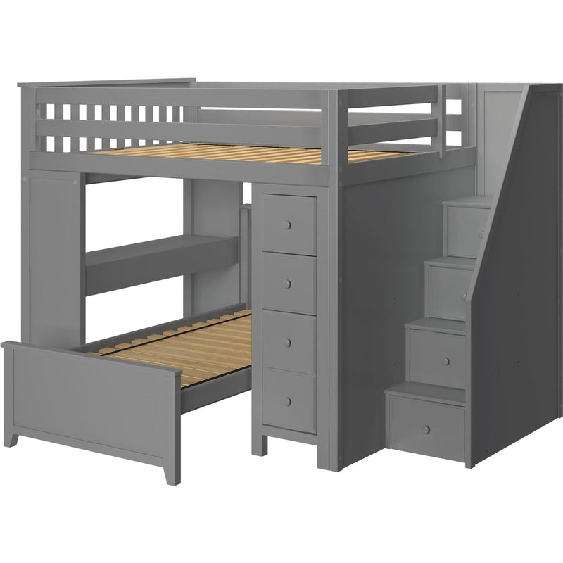 Jackpot Deluxe Buxton Full over Twin L-Shape Bunk with Staircase + Desk + Storage