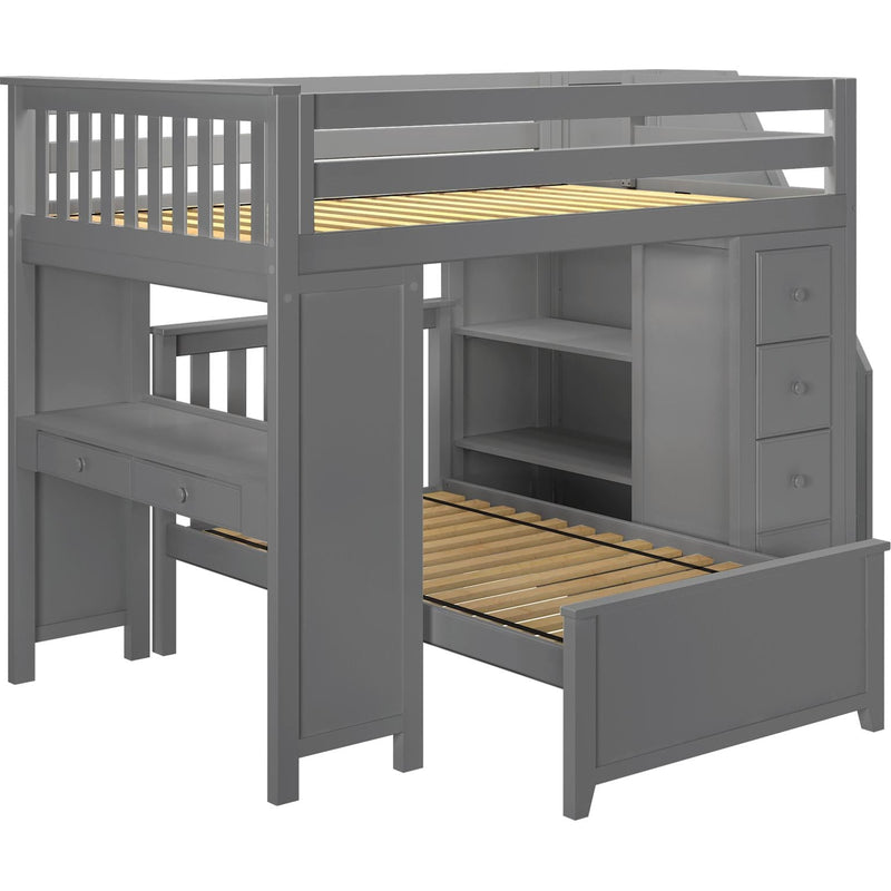 Jackpot Deluxe Buxton Full over Twin L-Shape Bunk with Staircase + Desk + Storage