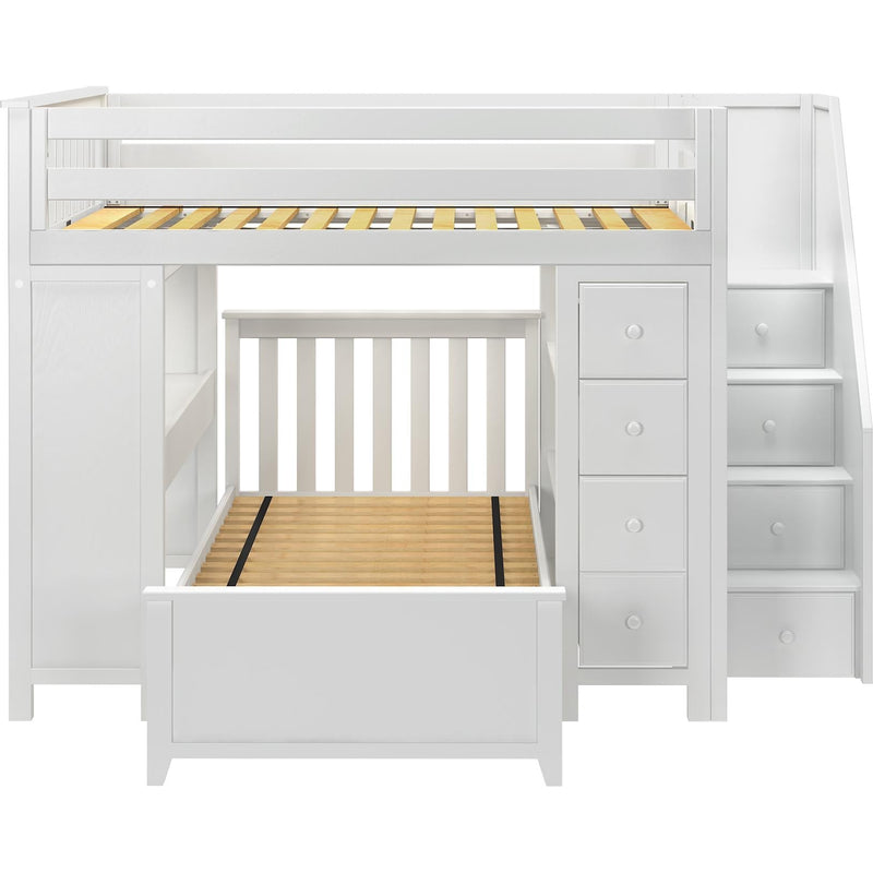 Jackpot Deluxe Buxton Full over Twin L-Shape Bunk with Staircase + Desk + Storage