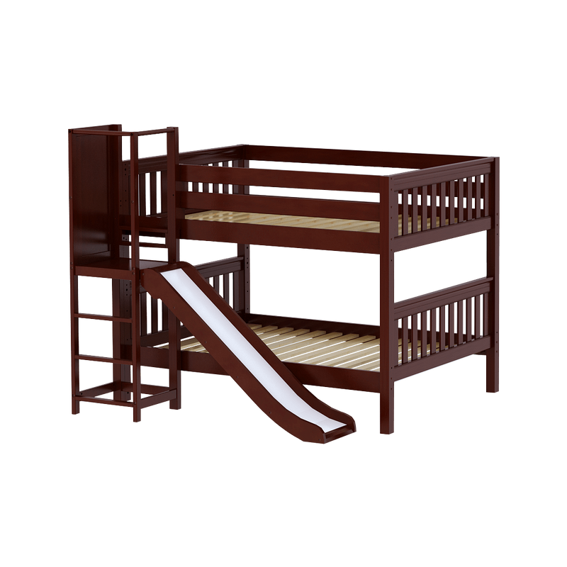 Maxtrix Full Low Bunk Bed with Slide Platform