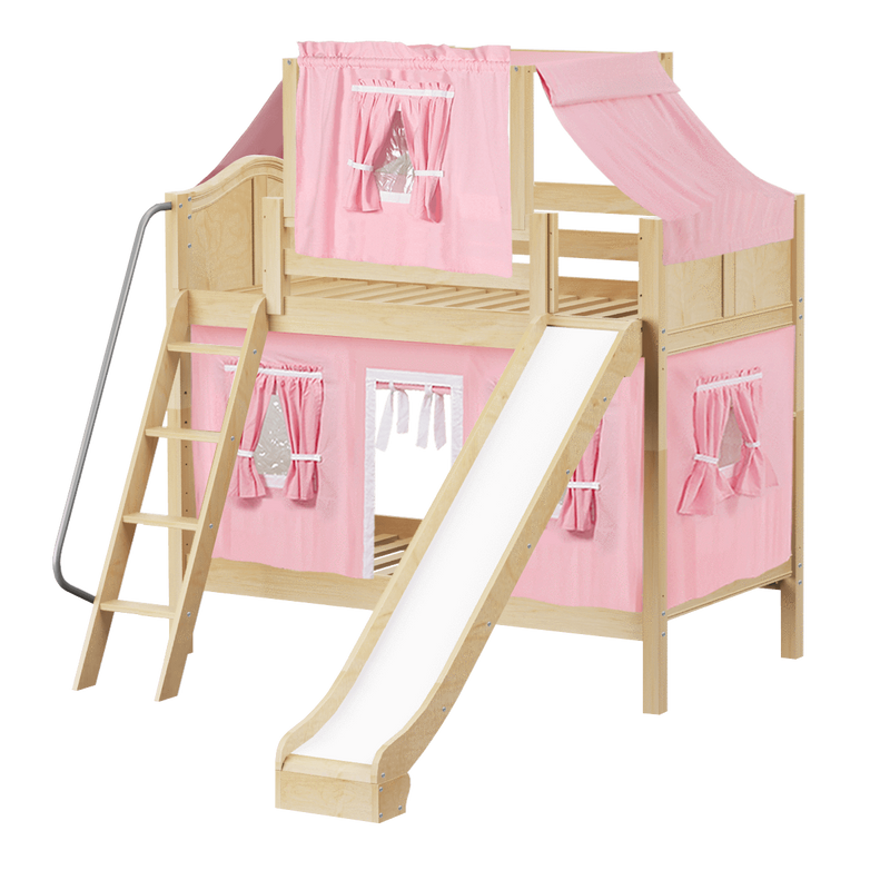 Maxtrix Twin Medium Bunk Bed with Angled Ladder, Curtain, Top Tent + Slide