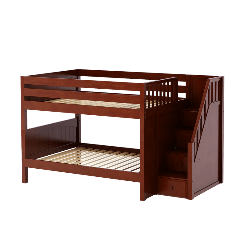 Maxtrix Full Low Bunk Bed with Stairs