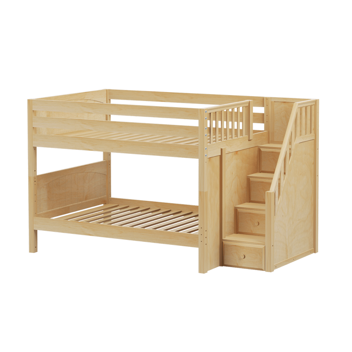 Maxtrix Full Low Bunk Bed with Stairs