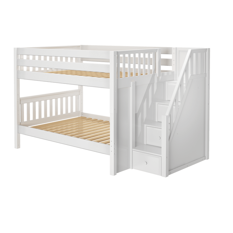 Maxtrix Full Low Bunk Bed with Stairs
