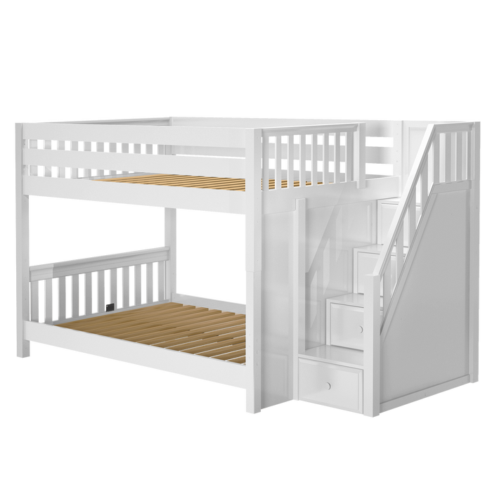Maxtrix Full XL Low Bunk Bed with Stairs