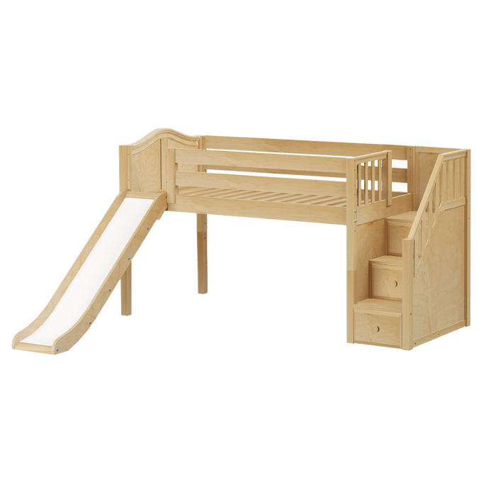 Maxtrix Twin Low Loft Bed with Stairs + Slide