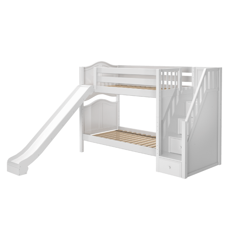 Maxtrix Twin Medium Bunk Bed with Stairs + Slide