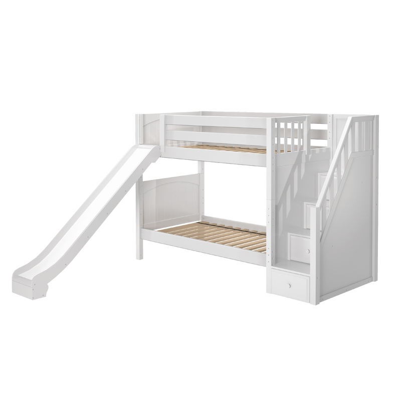 Maxtrix Twin Medium Bunk Bed with Stairs + Slide