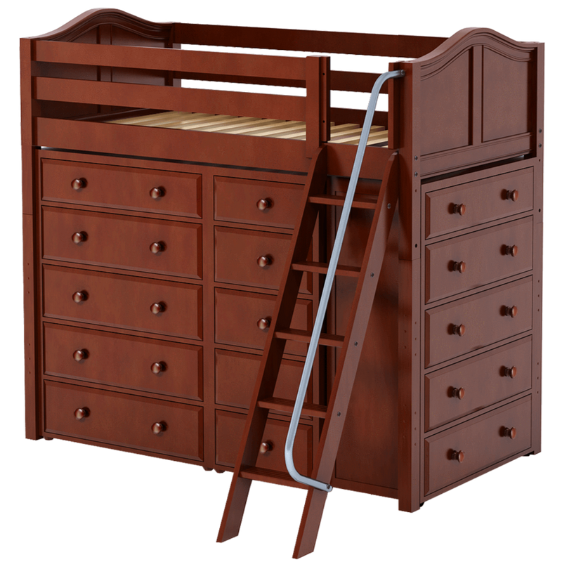 Maxtrix Twin High Loft Bed with Angled Ladder + Storage