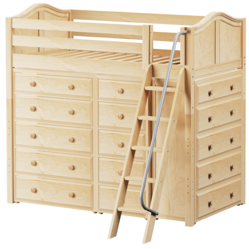 Maxtrix Twin High Loft Bed with Angled Ladder + Storage