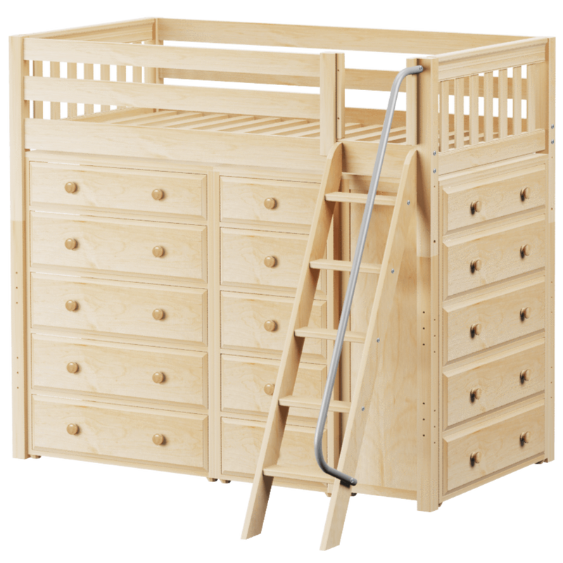 Maxtrix Twin High Loft Bed with Angled Ladder + Storage