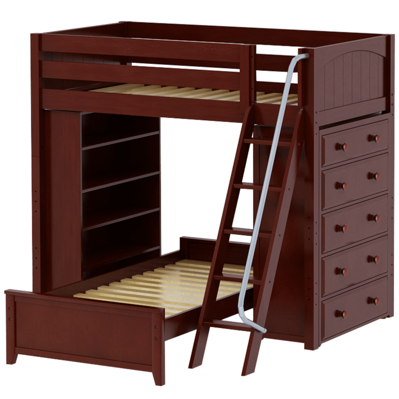 Maxtrix Twin High Loft Bed with Angled Ladder, Storage + Bed