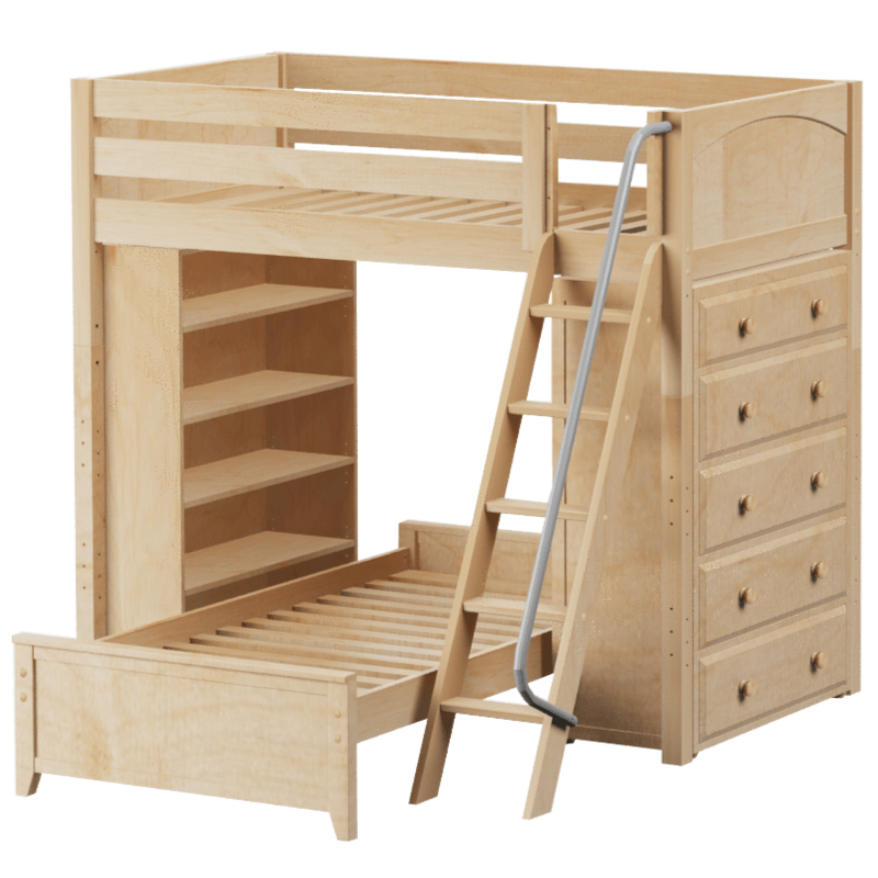 Maxtrix Twin High Loft Bed with Angled Ladder, Storage + Bed