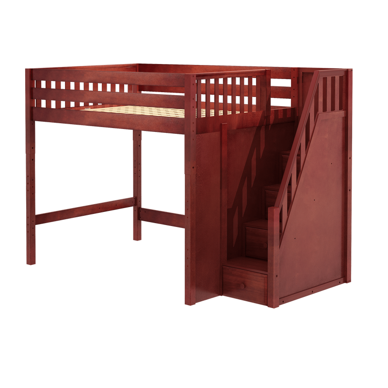 Maxtrix Full High Loft Bed with Stairs