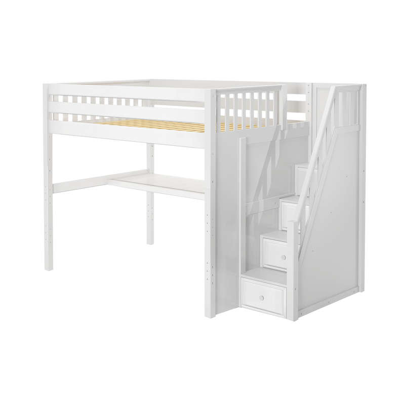 Maxtrix Full XL High Loft Bed with Stairs + Desk